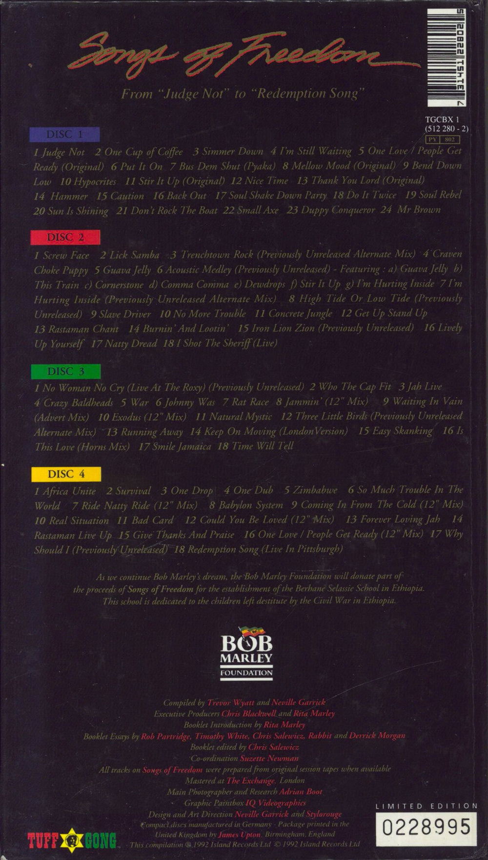 Bob Marley & The Wailers Songs Of Freedom UK CD Album Box Set