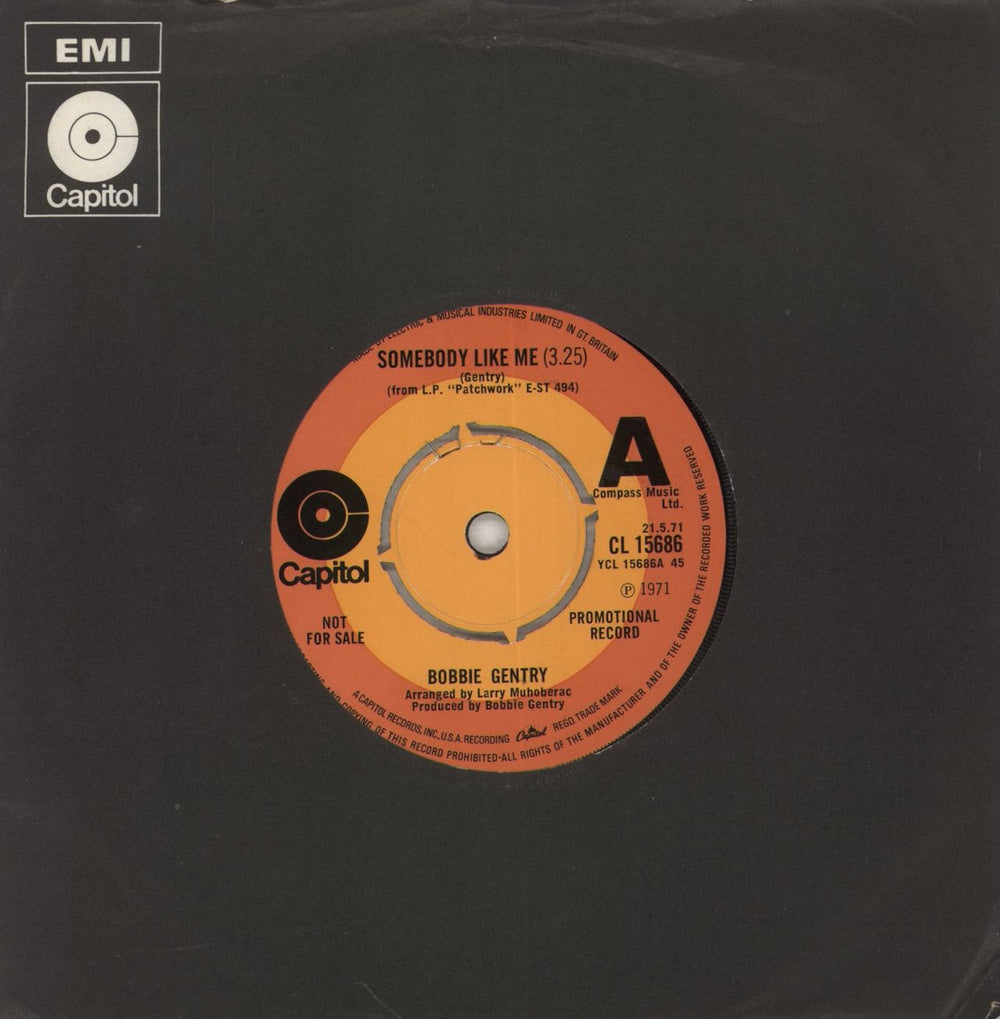 Bobbie Gentry Somebody Like Me UK Promo 7" vinyl single (7 inch record / 45) CL15686