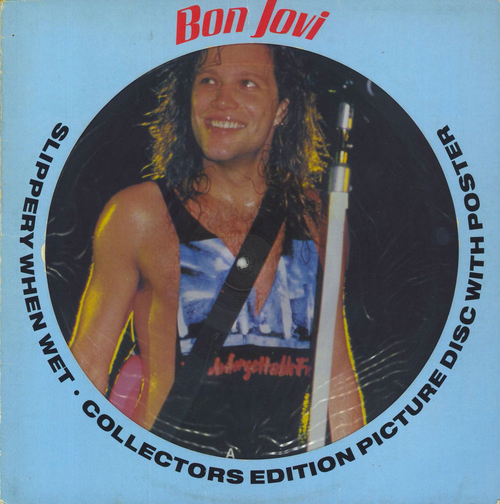 Bon Jovi Slippery When Wet + poster - EX UK picture disc LP (vinyl picture disc album) VERHP38