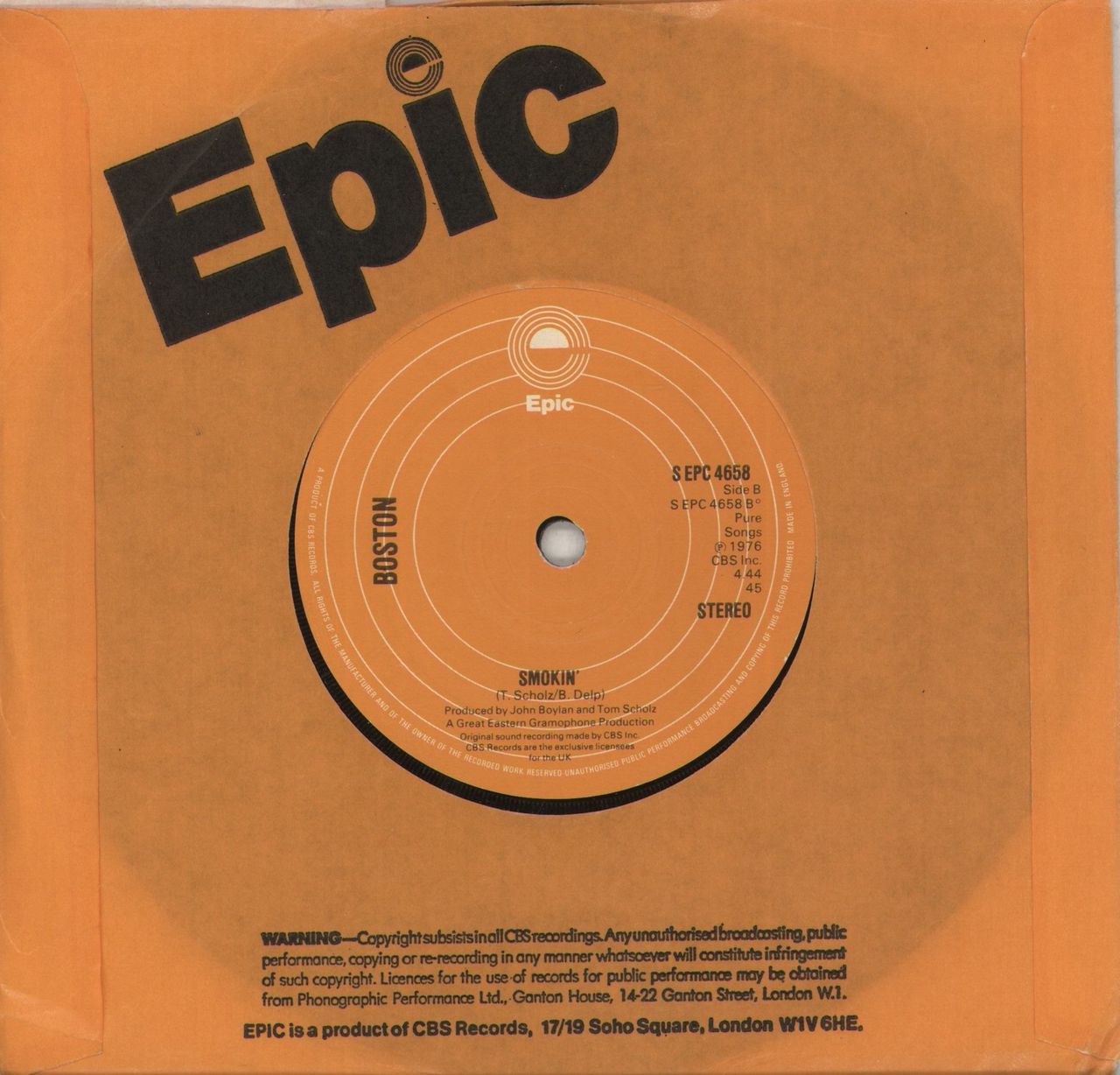 Boston More Than A Feeling - Solid UK 7" vinyl single (7 inch record / 45)