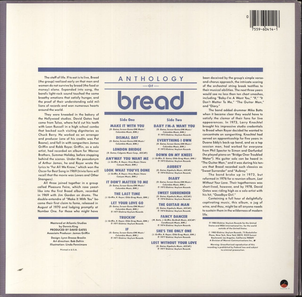 Bread Anthology Of Bread US vinyl LP album (LP record) 075596041416