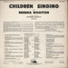 Brenda Wootton & Richard Gendall Children Singing UK vinyl LP album (LP record)