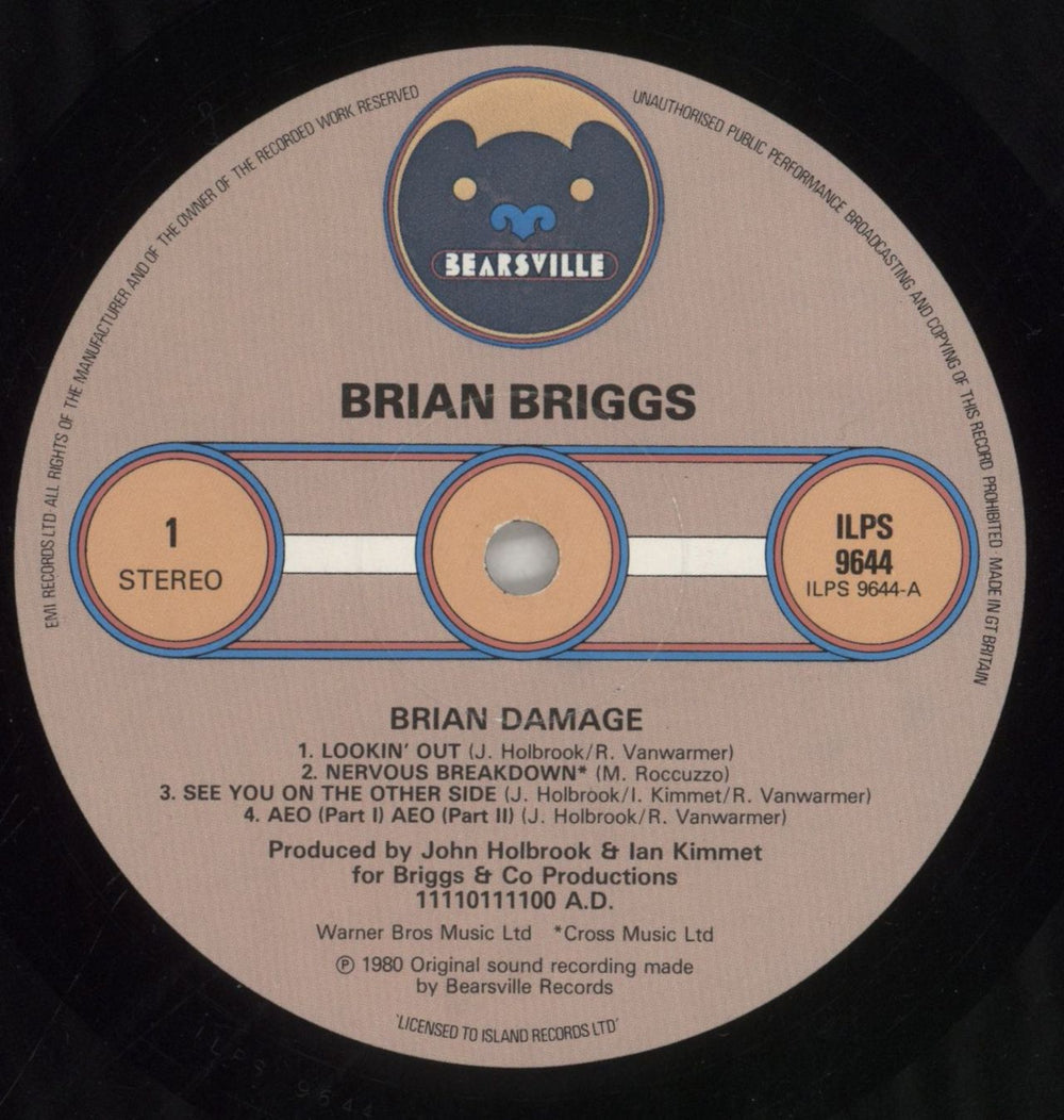 Brian Briggs Brian Damage UK vinyl LP album (LP record) IRXLPBR859825