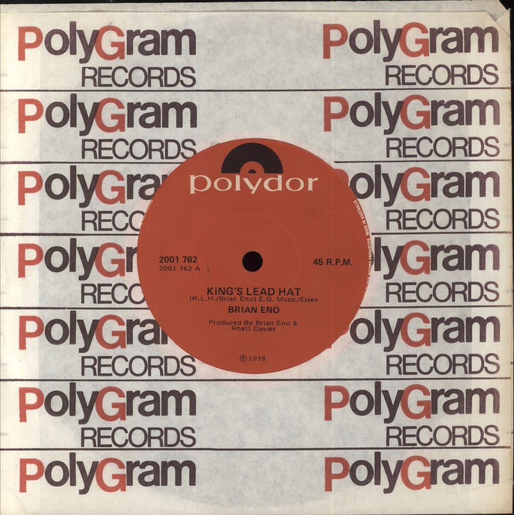Brian Eno King's Lead Hat Australian 7" vinyl single (7 inch record / 45) 2001762