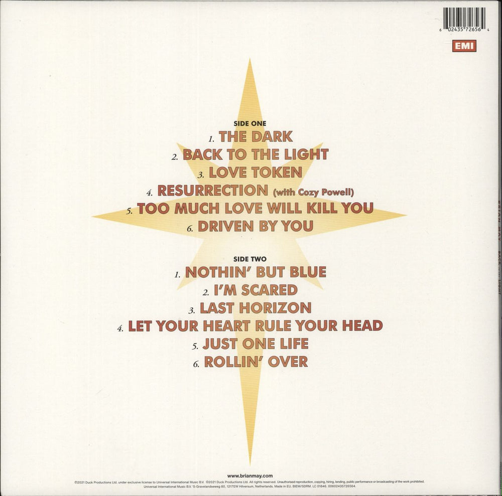 Brian May Back To The Light - 180 Gram Black Vinyl UK vinyl LP album (LP record) 602435726564