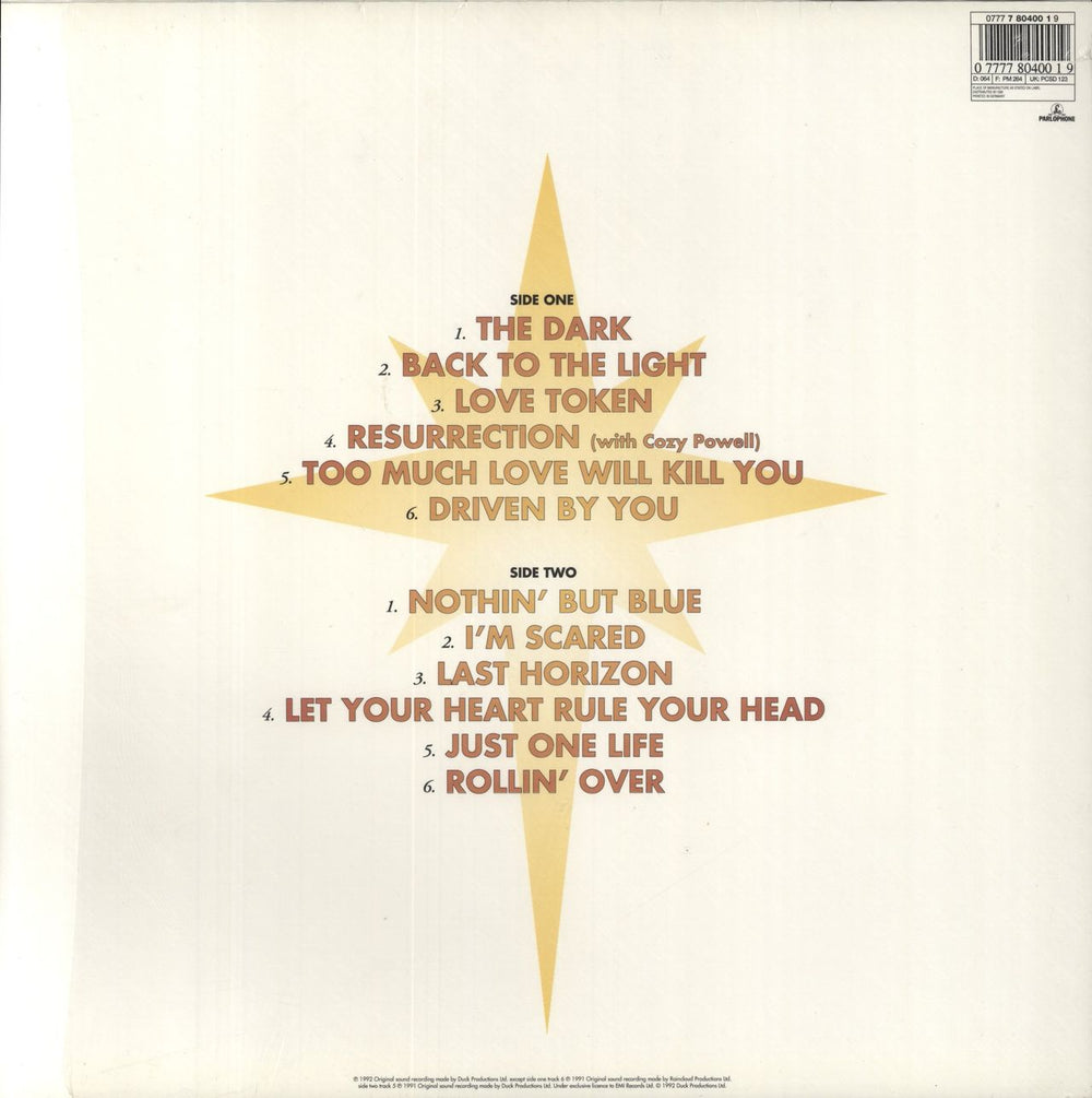 Brian May Back To The Light - Smooth Sleeve - Shrink UK vinyl LP album (LP record) 077778040019