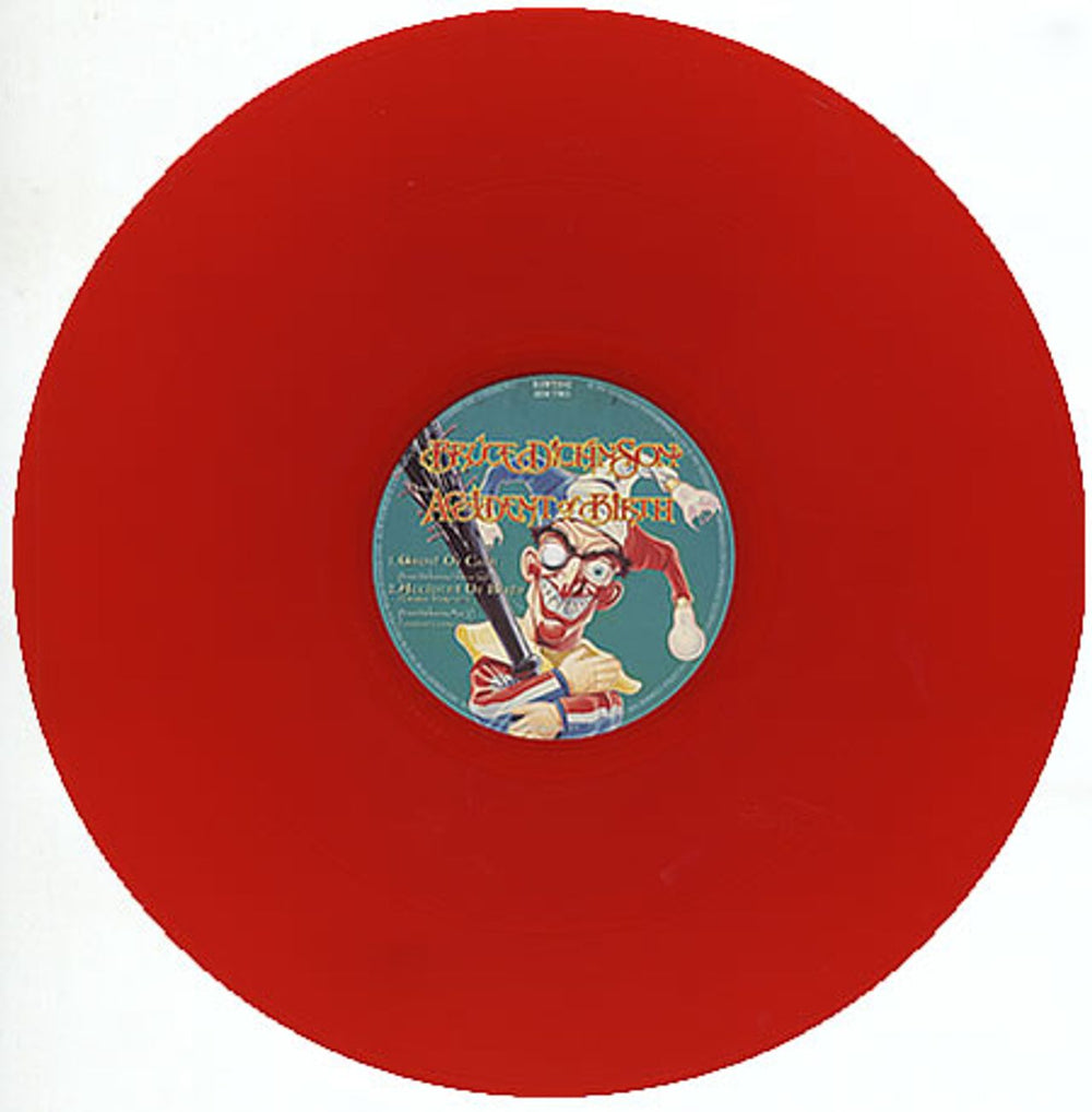Bruce Dickinson Accident Of Birth - Red Vinyl UK 12" vinyl single (12 inch record / Maxi-single) RAWT1042