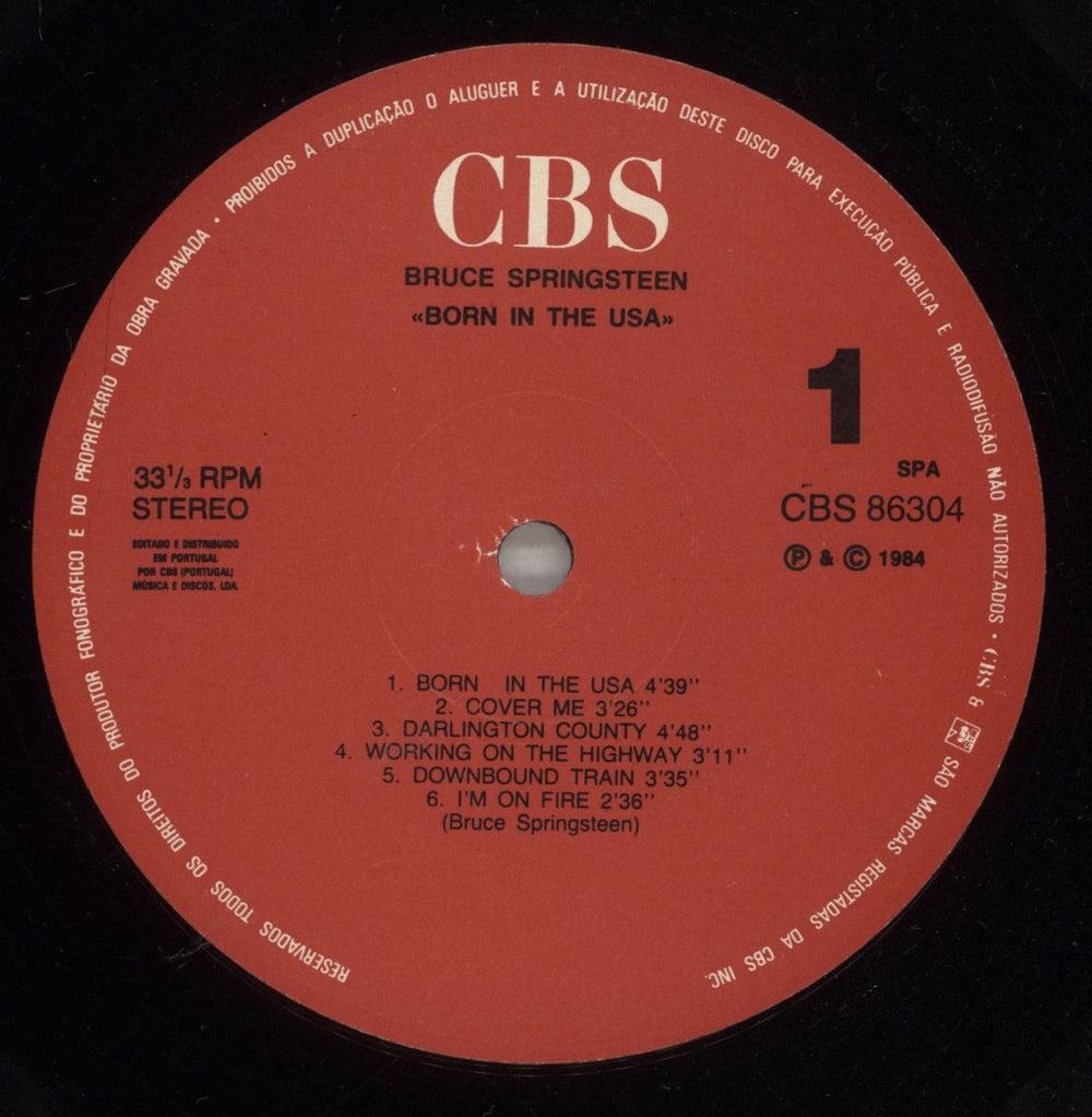 Bruce Springsteen Born In The U.S.A. Portuguese vinyl LP album (LP record) SPRLPBO878817