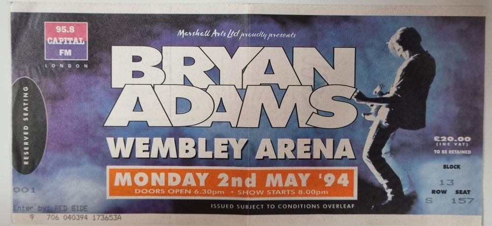 Bryan Adams So Far So Good Tour 1994 + Ticket stubs UK tour programme ADATRSO257817