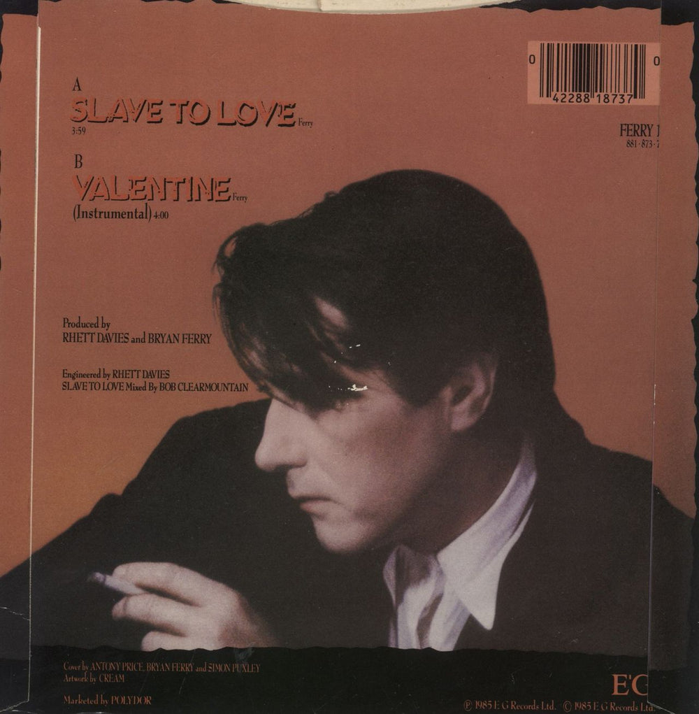 Bryan Ferry Slave To Love UK 7" vinyl single (7 inch record / 45) 042288187370