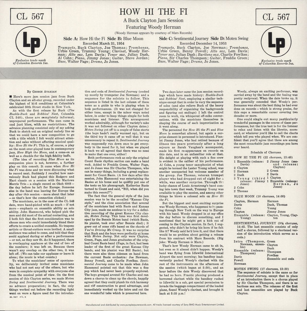 Buck Clayton How Hi The Fi - 180 Gram Vinyl UK 2-LP vinyl record set (Double LP Album)