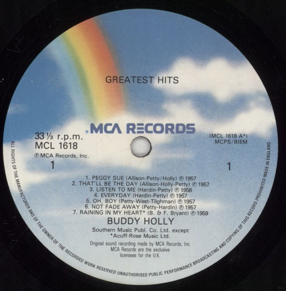 Buddy Holly Greatest Hits UK vinyl LP album (LP record) BDHLPGR553365