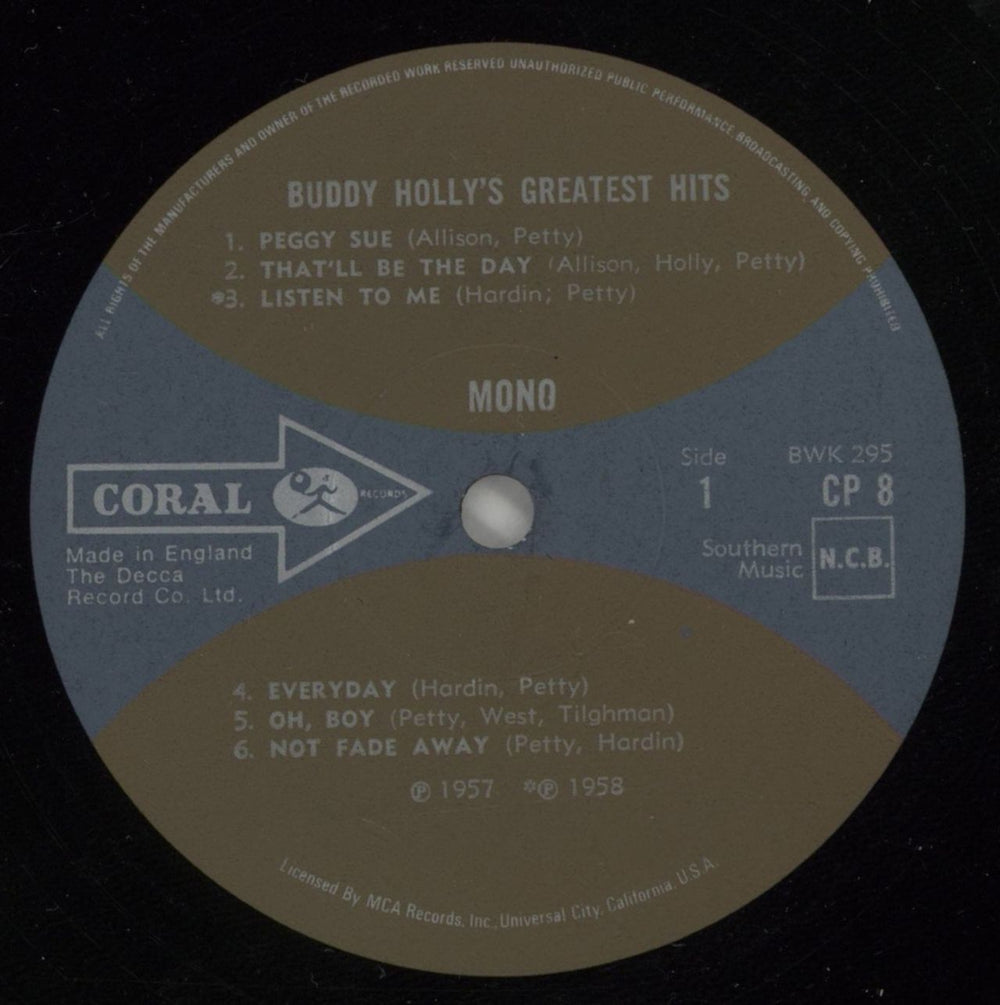 Buddy Holly Greatest Hits UK vinyl LP album (LP record) BDHLPGR691623