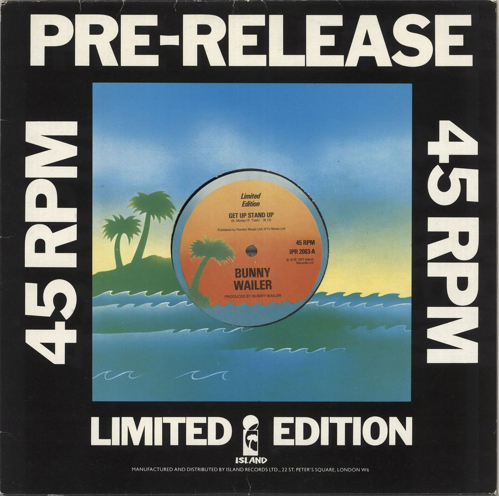 Bunny Wailer Get Up, Stand Up - Pre-Release sleeve UK 12" vinyl single (12 inch record / Maxi-single) IPR2003