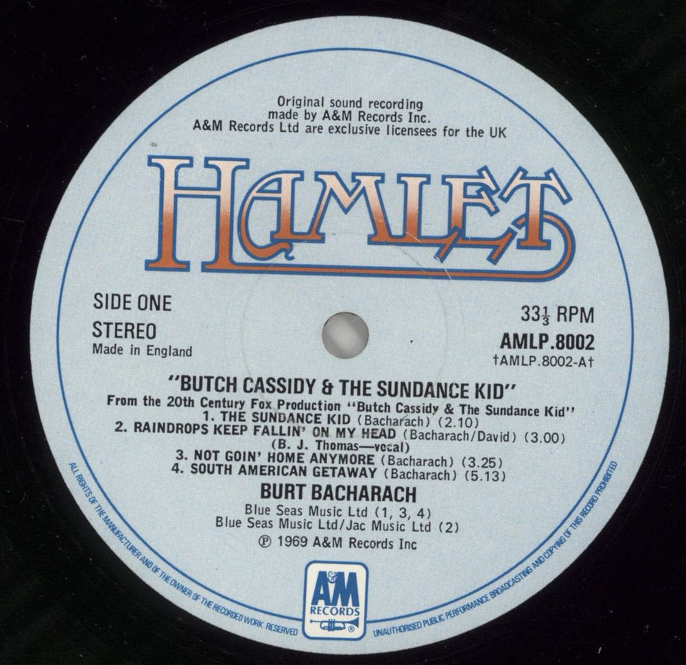 Burt Bacharach Butch Cassidy And The Sundance Kid UK vinyl LP album (LP record) BAHLPBU522574