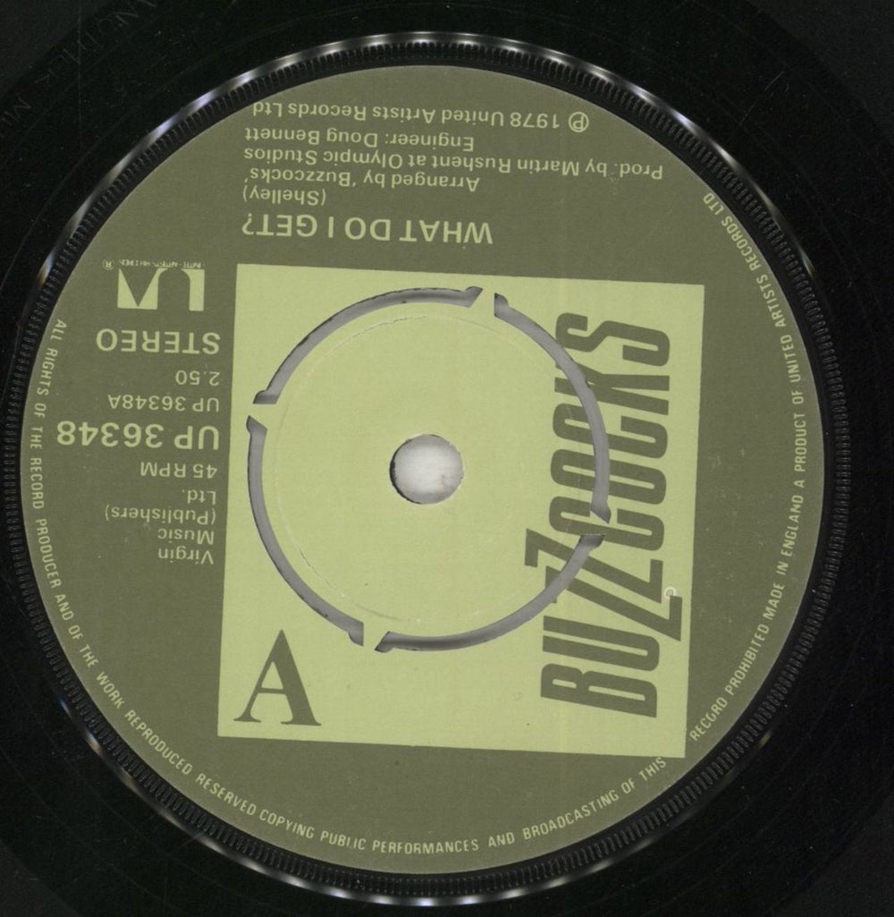 Buzzcocks What Do I Get - P/S UK 7" vinyl single (7 inch record / 45) BUZ07WH89210