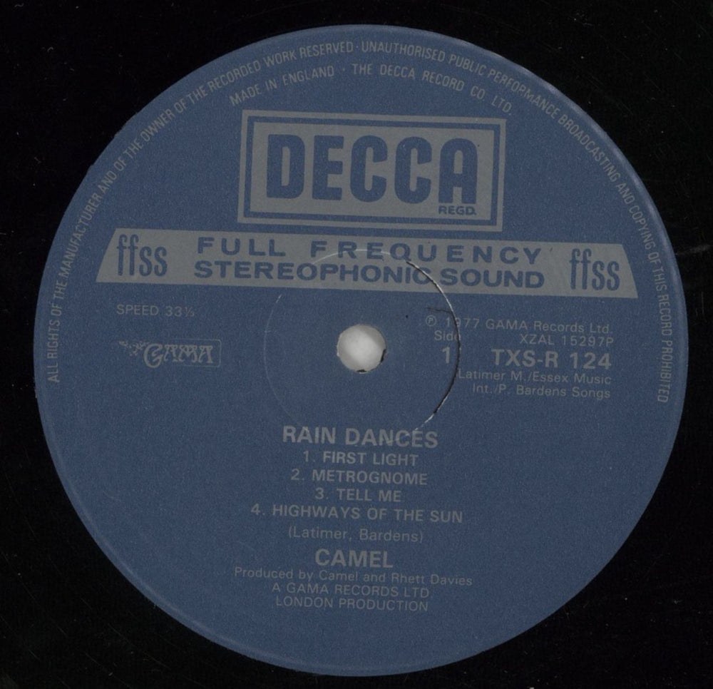 Camel Rain Dances UK vinyl LP album (LP record) C-LLPRA141728