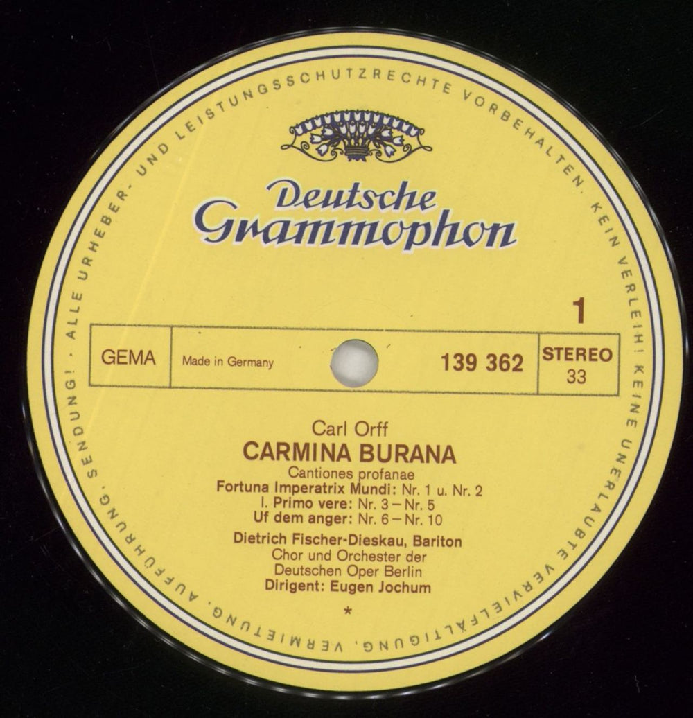 Carl Orff Carmina Burana German vinyl LP album (LP record) OB6LPCA860354