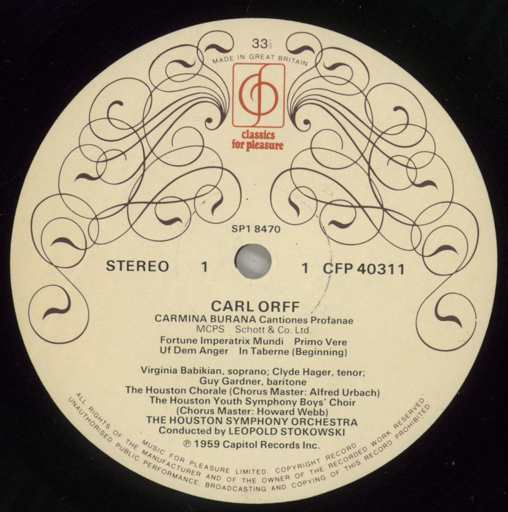 Carl Orff Carmina Burana UK vinyl LP album (LP record) OB6LPCA758480