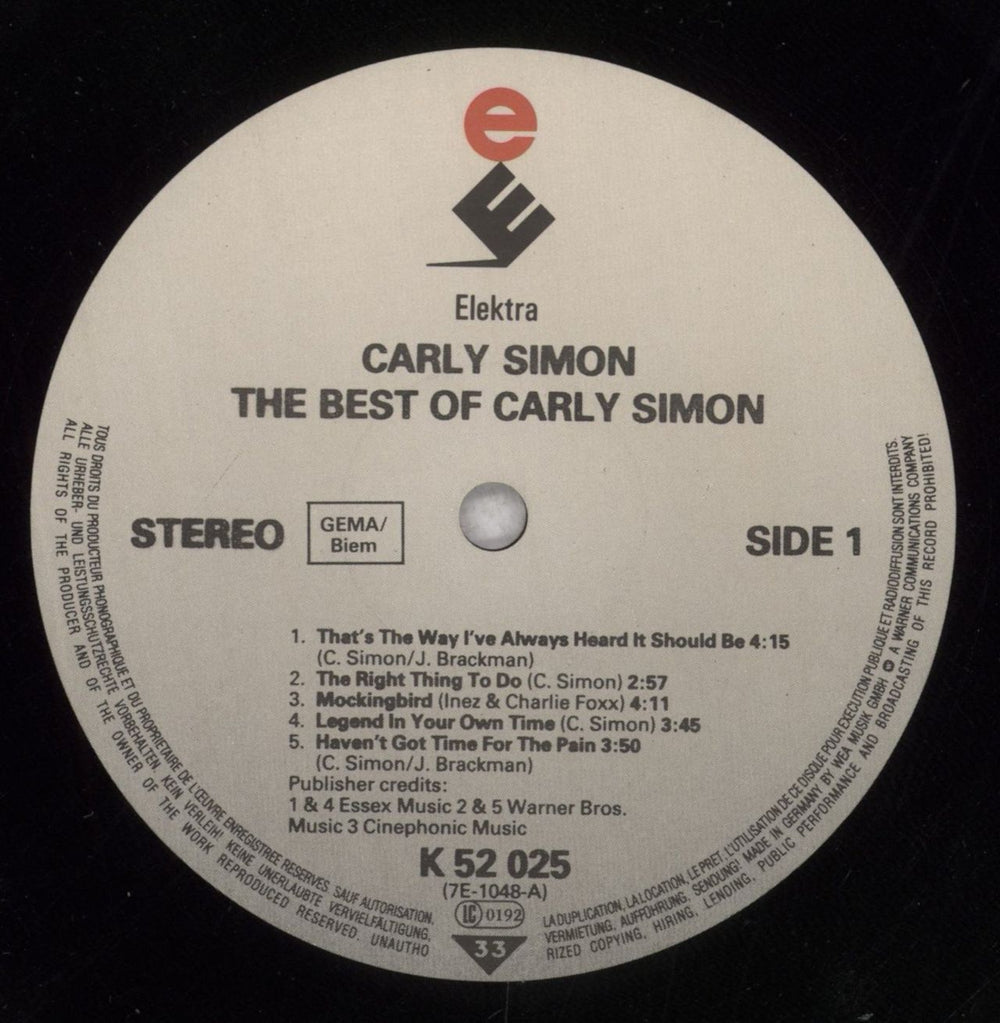 Carly Simon The Best Of Carly Simon German vinyl LP album (LP record) CALLPTH845476