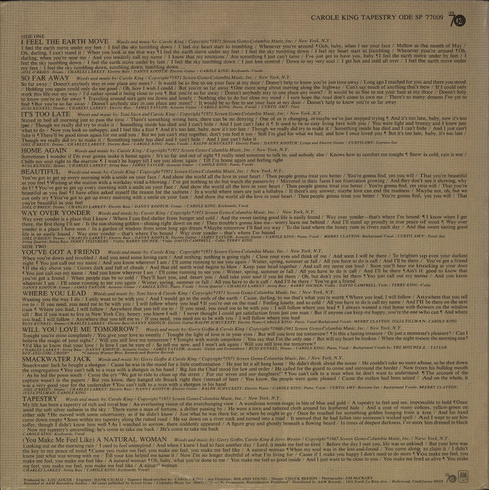 Carole King Tapestry - 1st US vinyl LP album (LP record)