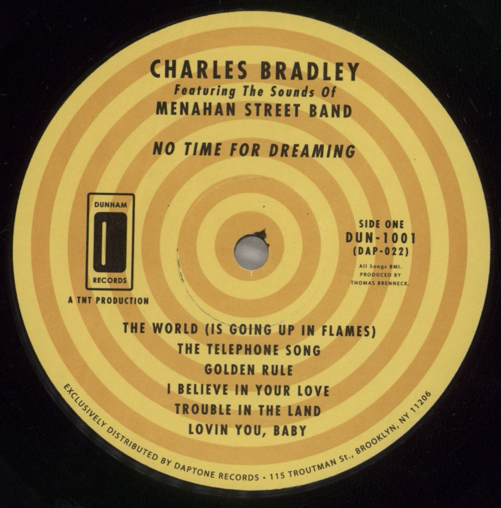 Charles Bradley No Time For Dreaming US vinyl LP album (LP record) DUN-1001