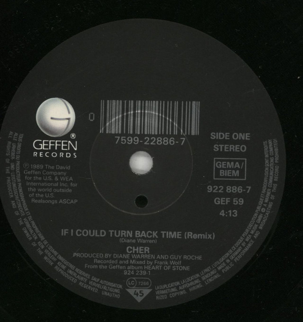 Cher If I Could Turn Back Time - glossy UK 7" vinyl single (7 inch record / 45) CHE07IF289418