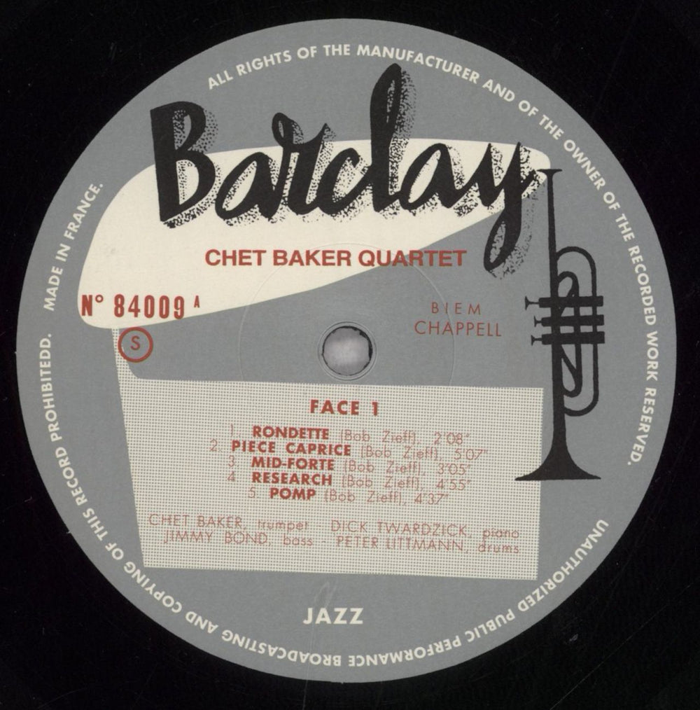 Chet Baker Chet Baker Quartet - 180g French vinyl LP album (LP record) 6CBLPCH842846