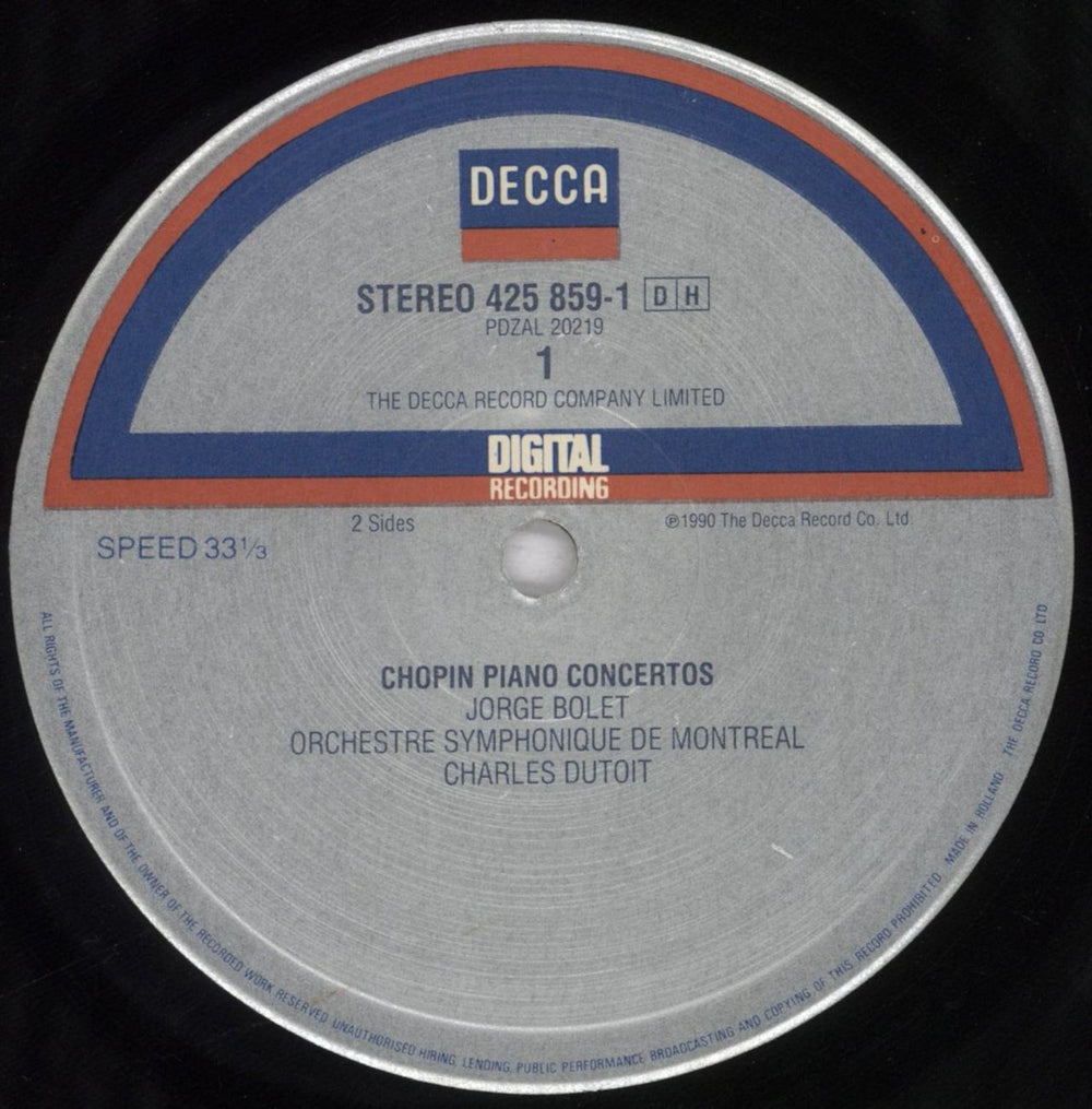 Chopin Piano Concertos 1 & 2 Dutch vinyl LP album (LP record) CYXLPPI835753