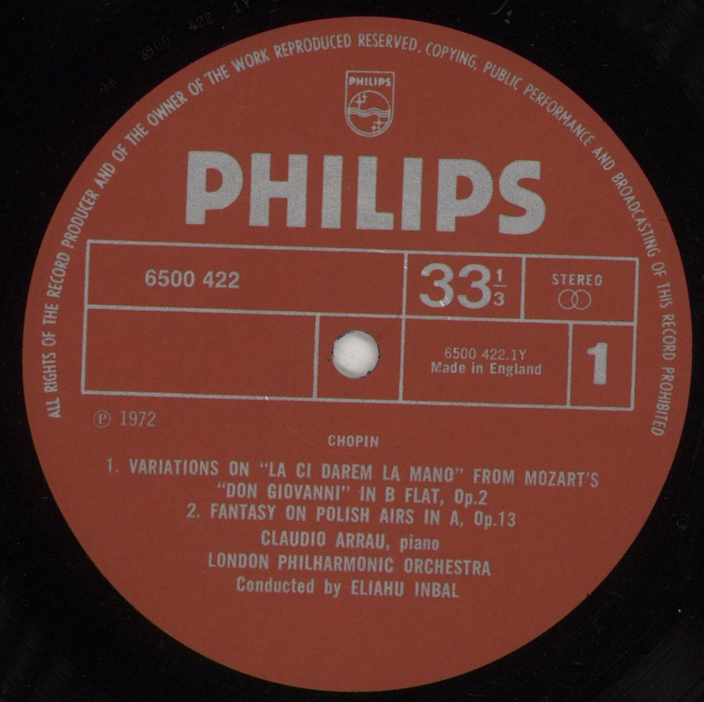 Chopin Variations On "Là Ci Darem," Op. 2 / Fantasy On Polish Airs, Op. 13 / Andante Spianato And Grande Po UK vinyl LP album (LP record) CYXLPVA854422