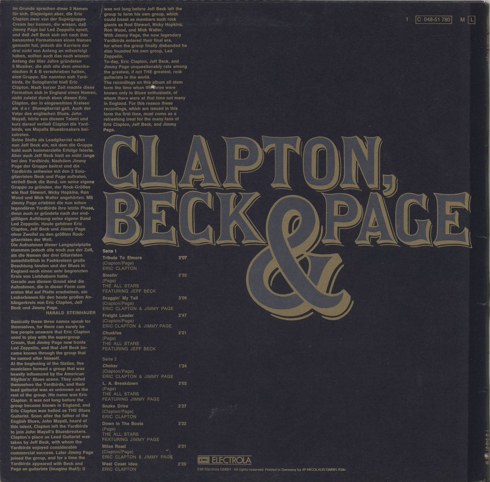 Clapton, Beck & Page Clapton Beck & Page German vinyl LP album (LP record)