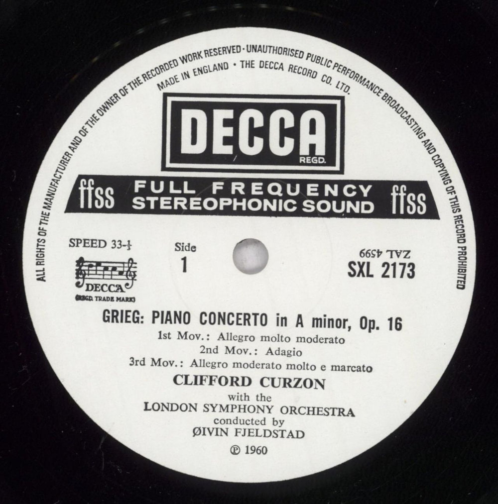 Clifford Curzon Grieg: Piano Concerto / Litolff: Scherzo / Franck: Symphonic Variations - 4th UK vinyl LP album (LP record) H9ILPGR840804