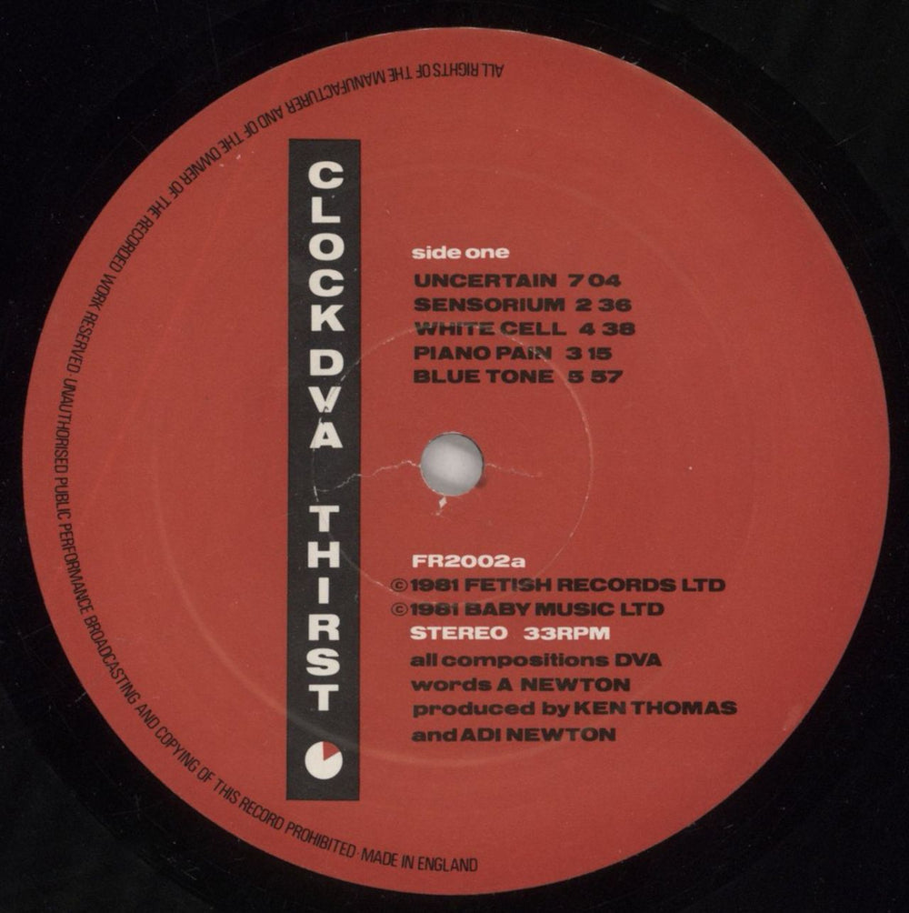Clock DVA Thirst - EX UK vinyl LP album (LP record) DVALPTH799115