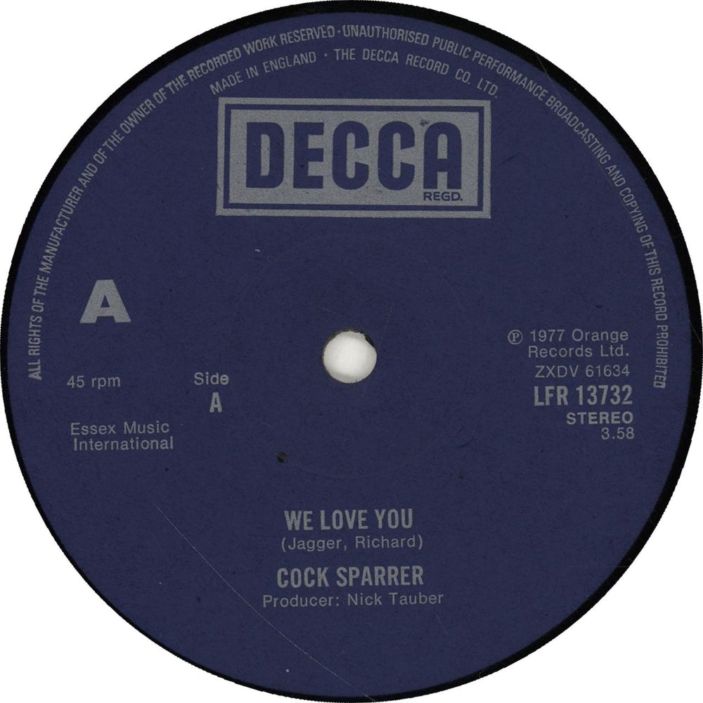 Cock Sparrer We Love You + insert UK 12" vinyl single (12 inch record / Maxi-single) I3C12WE701248