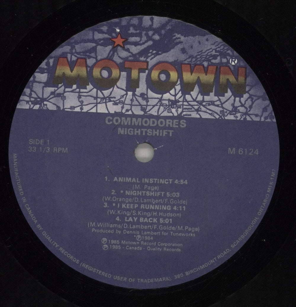 Commodores Nightshift Canadian vinyl LP album (LP record) CMMLPNI879991