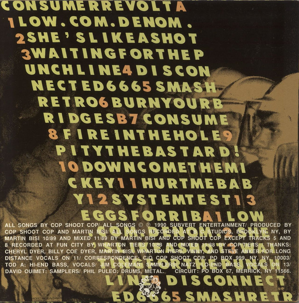 Cop Shoot Cop Consumer Revolt US vinyl LP album (LP record)