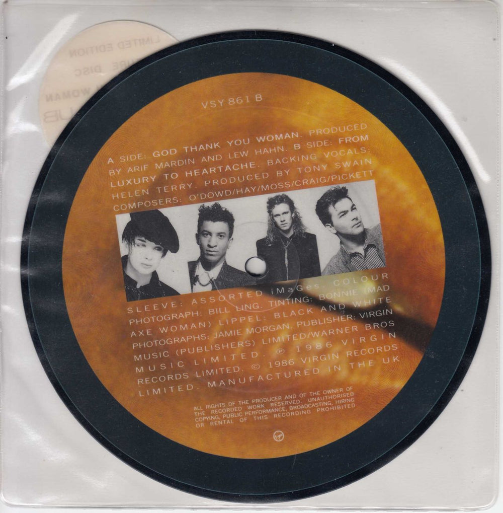 Culture Club God Thank You Woman UK 7" vinyl picture disc (7 inch picture disc single) CUL7PGO00053