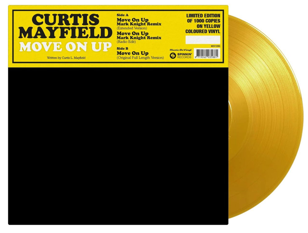 Curtis Mayfield Move On Up (Mark Knight Remix) - Yellow Vinyl Numebered Edition UK 12" vinyl single (12 inch record / Maxi-single) CMA12MO842820