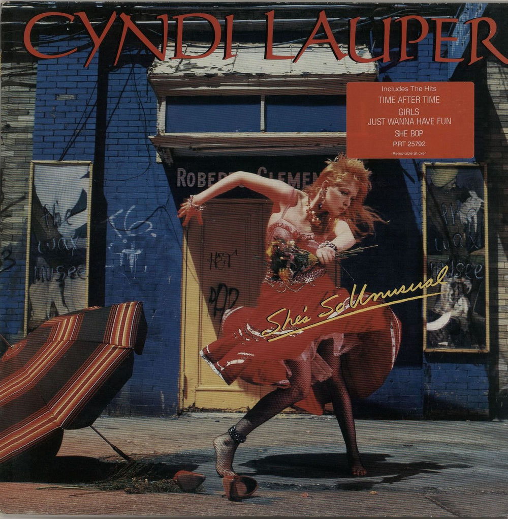 Cyndi Lauper She's So Unusual - Hype Stickered UK vinyl LP album (LP record) PRT25792
