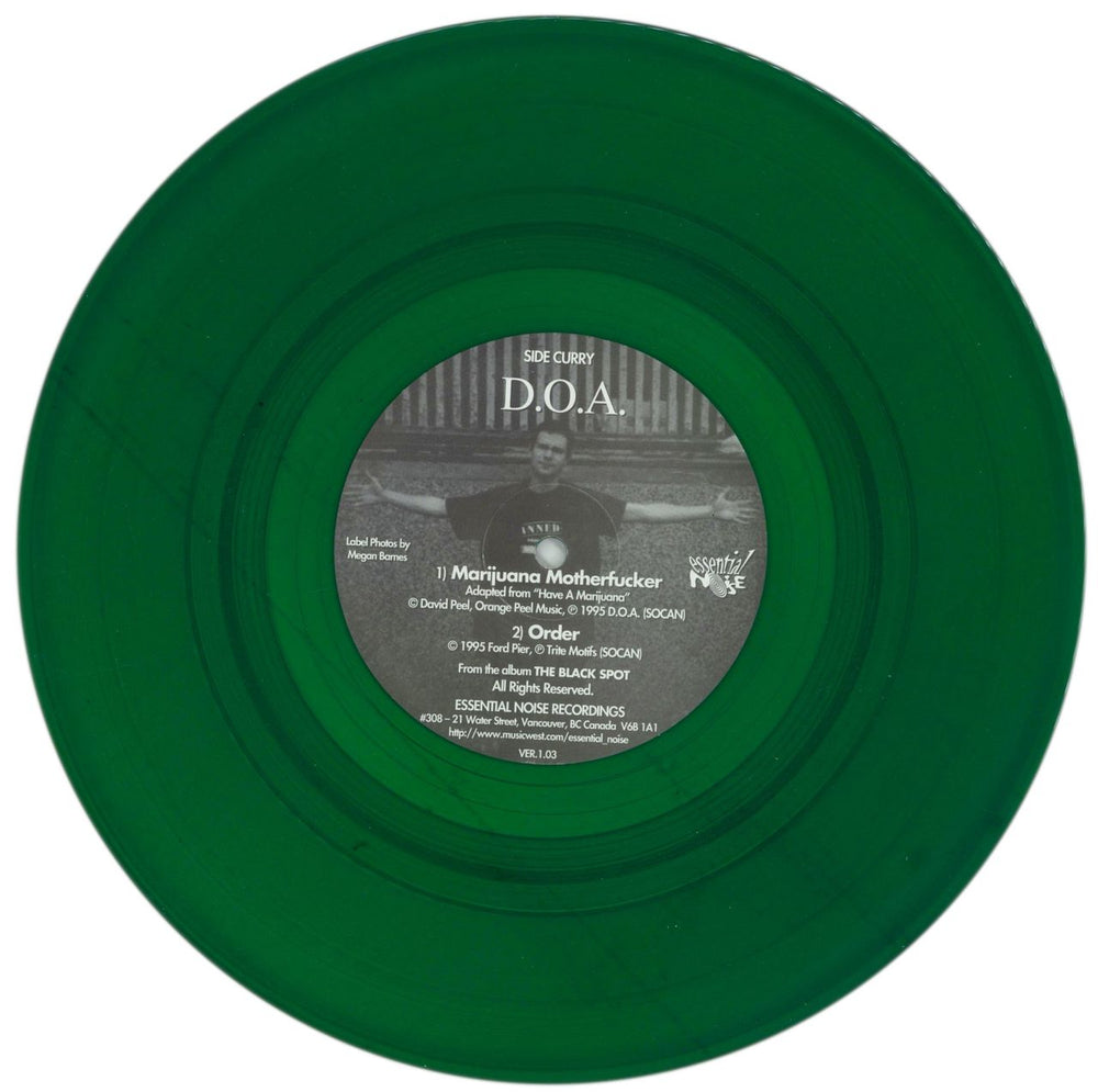 D.O.A. D.O.A. / The Show Business Giants - Green Vinyl Canadian 10" vinyl single (10 inch record) D-A10DO866195