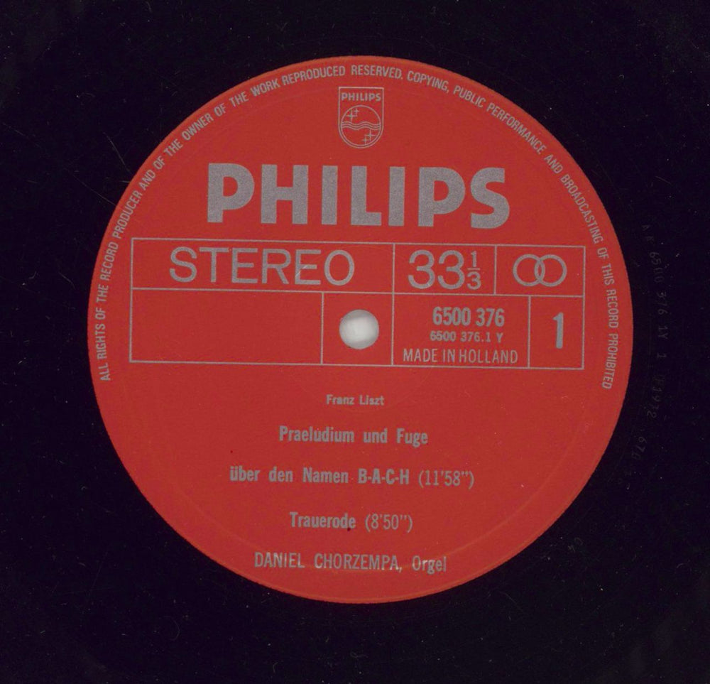 Daniel Chorzempa Praeludium Und Fuge Über B.A.C.H. / Trauerode / Evocation À La Chapelle Sixtine / Tu Es Petrus Dutch vinyl LP album (LP record) H9NLPPR868476