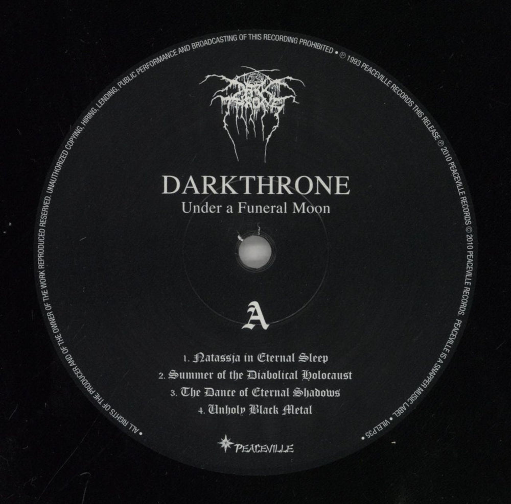 Darkthrone Under A Funeral Moon + Art Print UK vinyl LP album (LP record) H4RLPUN787147