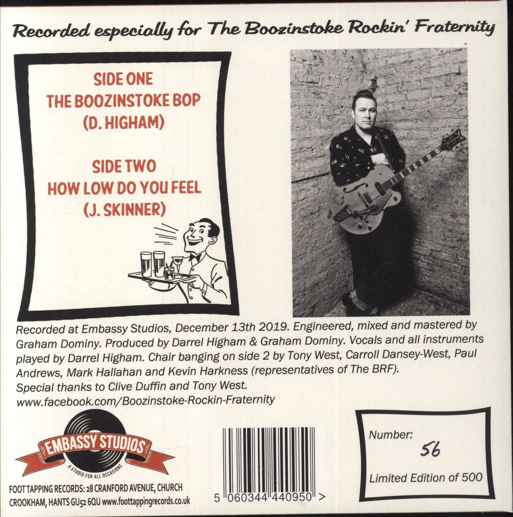 Darrel Higham The Boozinstoke Bop UK 7" vinyl single (7 inch record / 45) 5060344440950