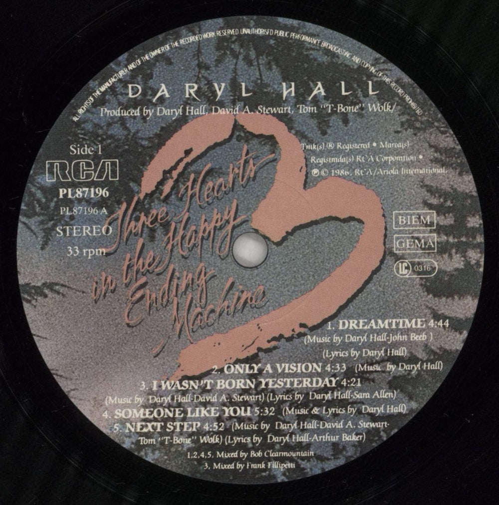 Daryl Hall Three Hearts In The Happy Ending Machine - VG UK vinyl LP album (LP record) DRLLPTH877046