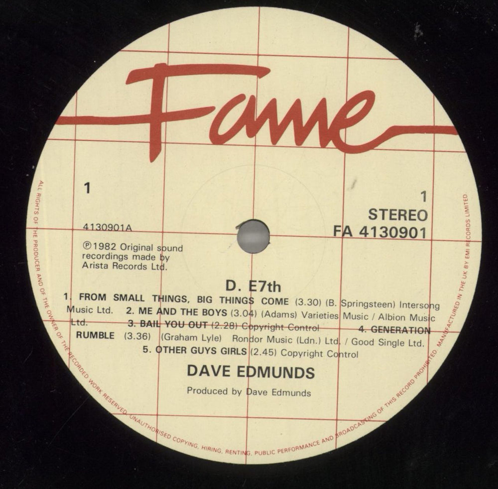 Dave Edmunds D.E. 7th UK vinyl LP album (LP record) DAELPDE858846