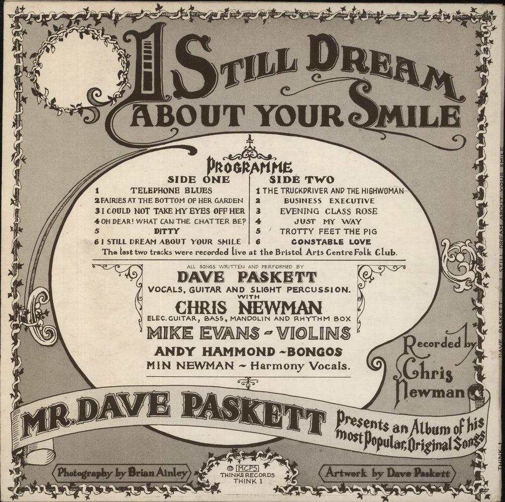 Dave Paskett I Still Dream About Your Smile UK vinyl LP album (LP record)