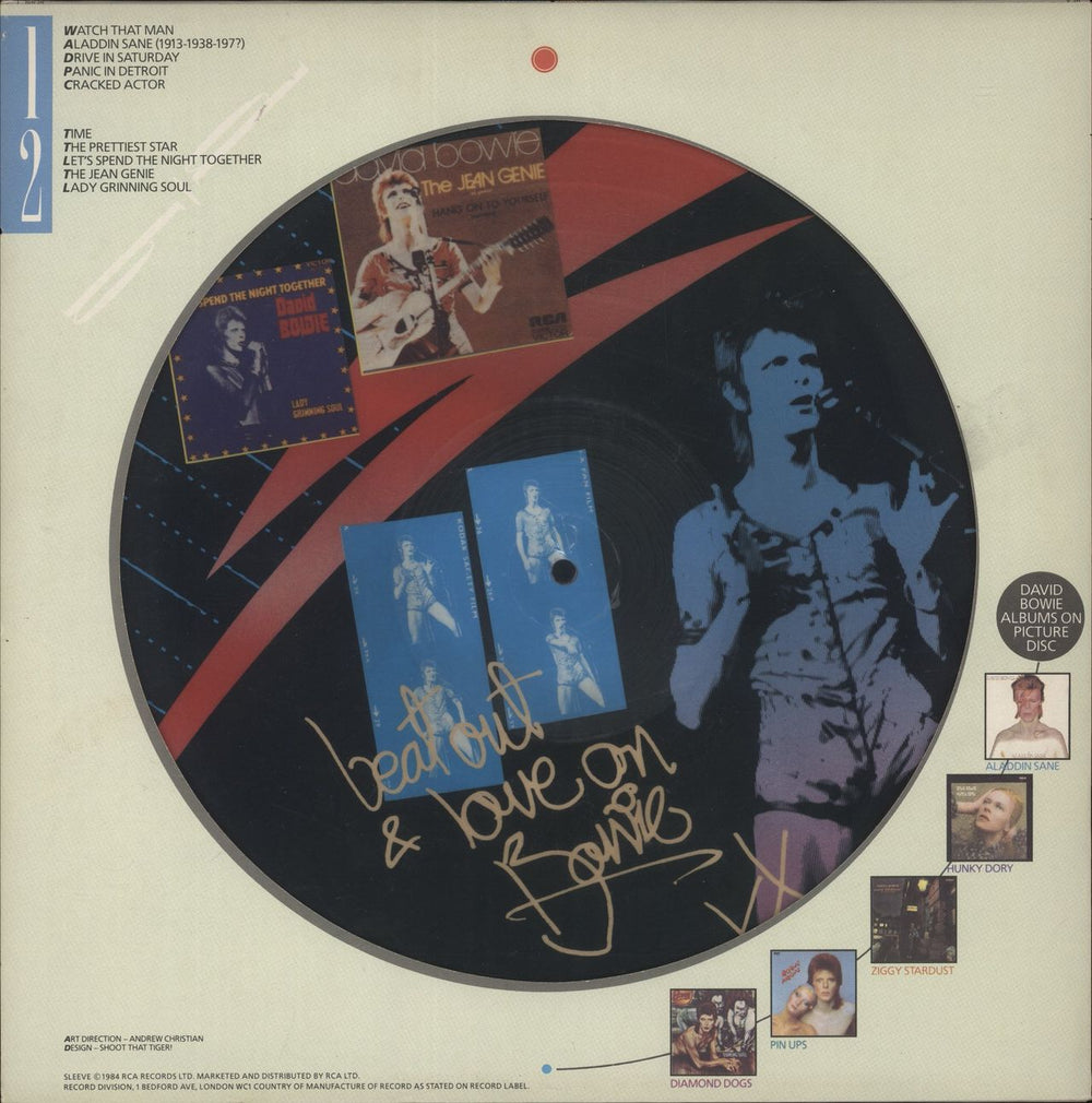David Bowie Aladdin Sane + Certificate UK picture disc LP (vinyl picture disc album)