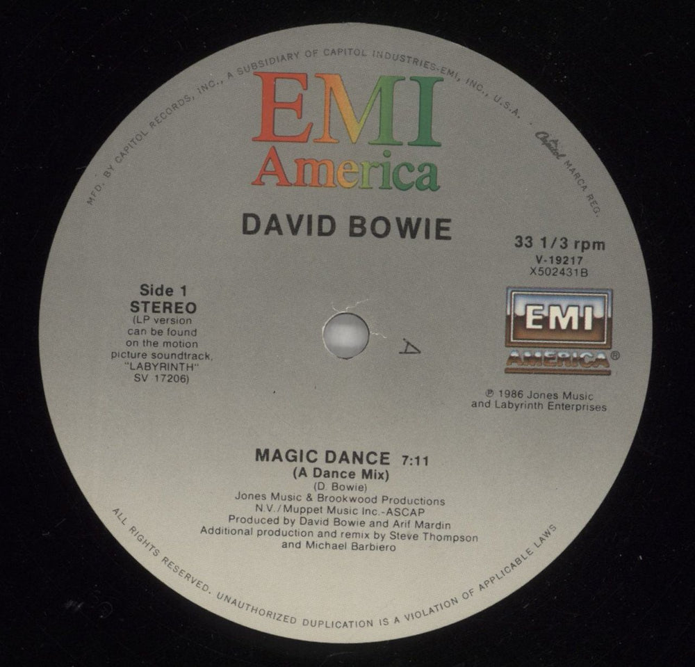 David Bowie Magic Dance US 12" vinyl single (12 inch record / Maxi-single) BOW12MA876781