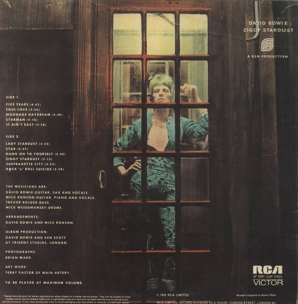 David Bowie The Rise And Fall Of Ziggy Stardust - 1st - EX UK vinyl LP album (LP record)