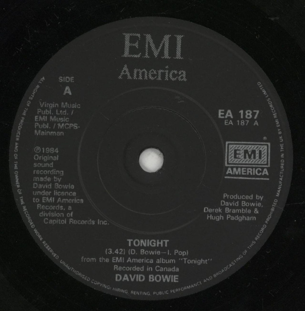 David Bowie Tonight - Poster Sleeve UK 7" vinyl single (7 inch record / 45) BOW07TO30343